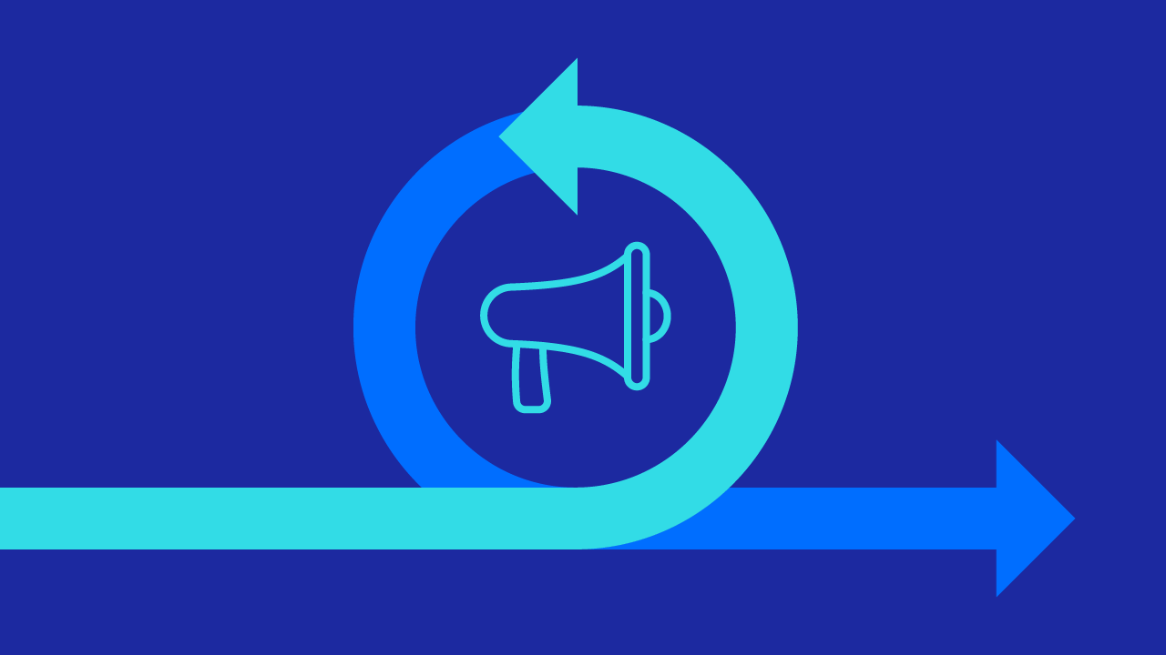 Megaphone with circular arrows running over it