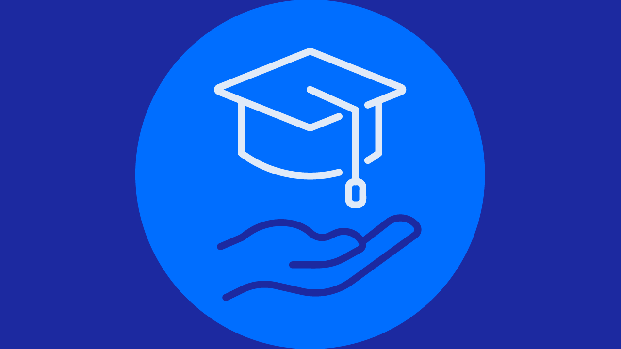 Illustration showing hand below academic cap